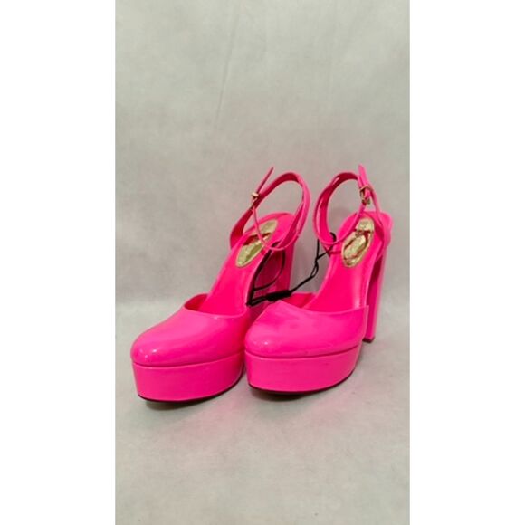 NWT Express Neon Pink Barbiecore Bubblegum Mary Jane High Heels 7M - Picture 1 of 6